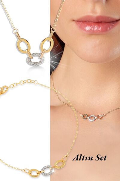 Hepimitu Taşlı Altın Ikili Set