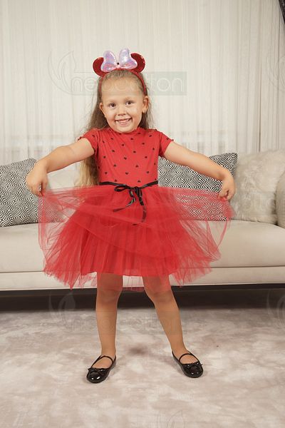 neocotton Girls' Short Sleeve Dress with Sweetheart Tulle for Birthday and Special Occasions