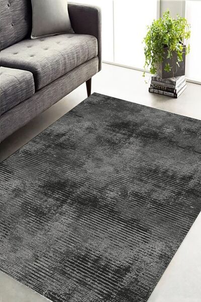 CAPPİO HALI Düz Antrasit Gri Halı (makinada Yıkanabilir Kaymaz Dot Taban) - C...