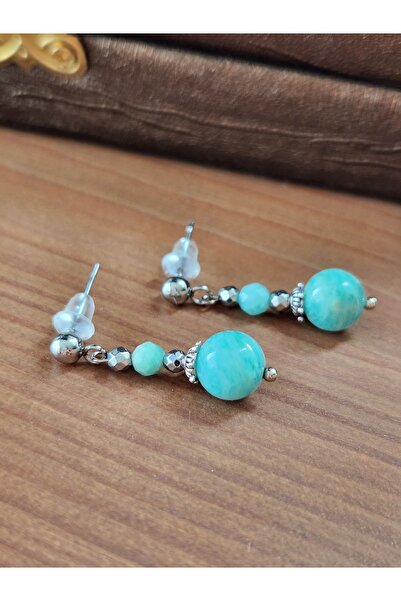 Home Doğaltaş Amazonit Taşı Sallantılı Çelik Küpe