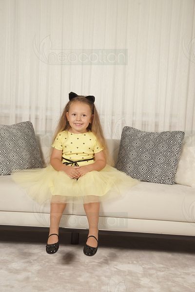 neocotton Girls' Short Sleeve Dress with Sweetheart Tulle for Birthday and Special Occasions
