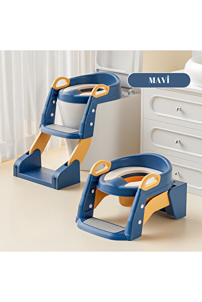 DEKOHOP Çocuk Tuvalet Eğitimi Katlanır Klozet Adaptörü Ve Lazımlık Merdivenli...