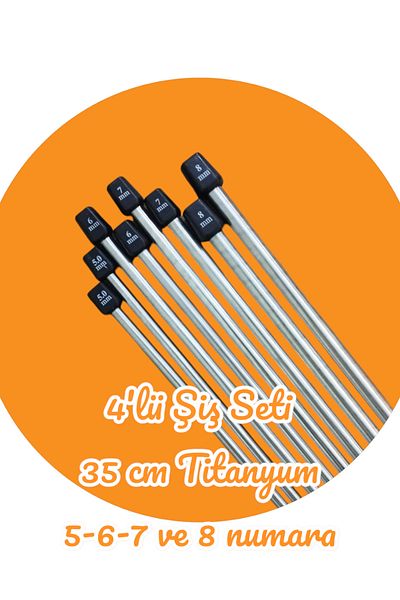 Masal Örgü Evi Sultan/pitchfork Needle Box Set of 4 Titanium Knitting Needles 35 Cm 5-6-7 and 8 Numbers