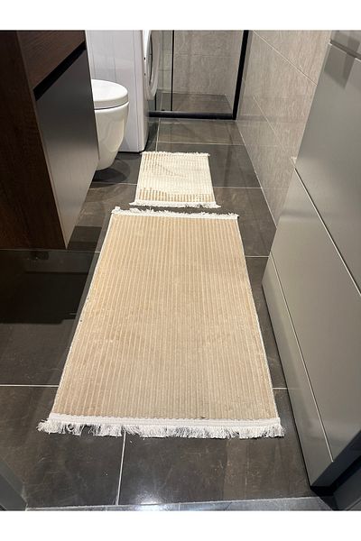 CENTER AVM Μαλακό σετ μπάνιου βελούδινο βιζόν που πλένεται στο πλυντήριο