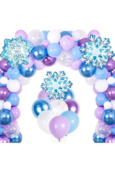 DÜVENCİ TİCARET Set de 3 lanțuri de baloane din floc de zăpadă din folie