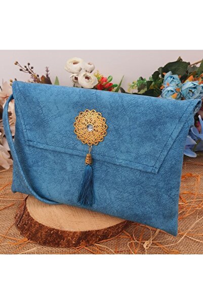 Medrese Yayınları Kuran Kılıfı Çantası Kabı Cami Boy Mavi Renk 25*34 Cm Kuranı Kerim Kılıf