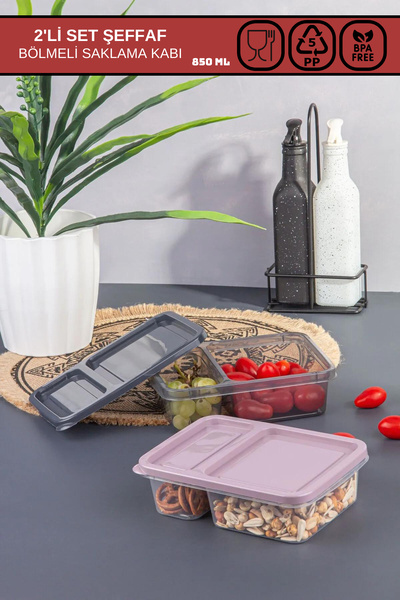 Poomy 850 ml Capacity 2 Compartments Storage Set