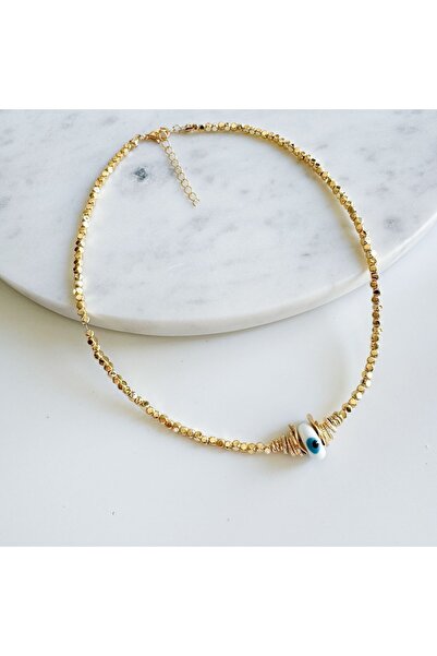 Venus Design nazarlı gold kare boncuk kolye