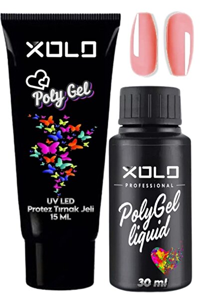 xolo Polijel Oje ve Solüsyon Likit Seti Poligel Akril Jel Kalıcı Oje 45ML
