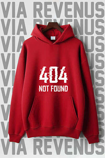 Vordevia 404 Not Found Printed - Cămașă supradimensionată cu glugă cu buzunar cangur, raster cu 3 fire