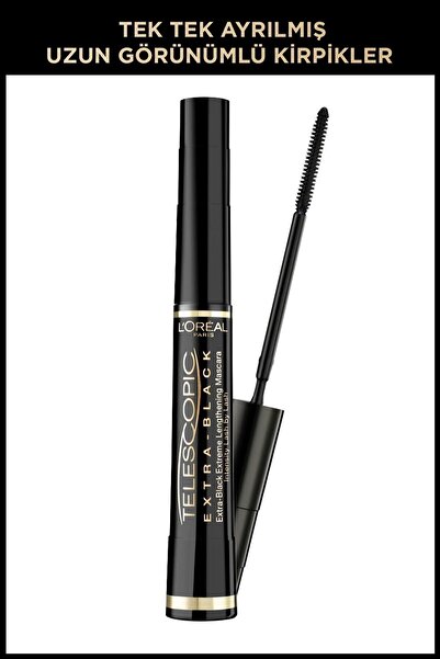 L'Oreal Paris EXTRA BLACK MASCARA VOLUMİZİNG LİFELESS LASHES TELESCOPİC CARBO...