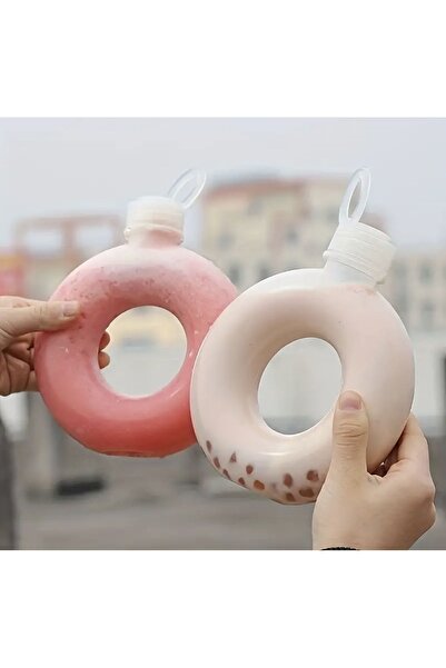 Sensoria Motivasyonel Şeffaf Halka Şeklinde Su Matarası Suluk Kahve Süt Su Meyve suyu Matarası Bpa İçermez