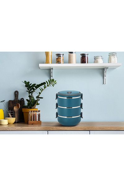 Penguen Set of 3 Food Storage Thermos and Lunch Box for Workplace-Picnic-Camping