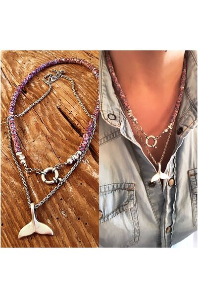 by özllem Dümen Ve Balina Kuyruğu Gümüş Kaplama Tasarım Kolye Set