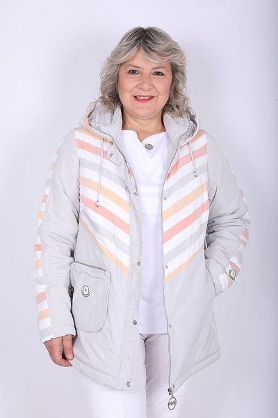 Hitit Butik Colored Gray Coat with Lines