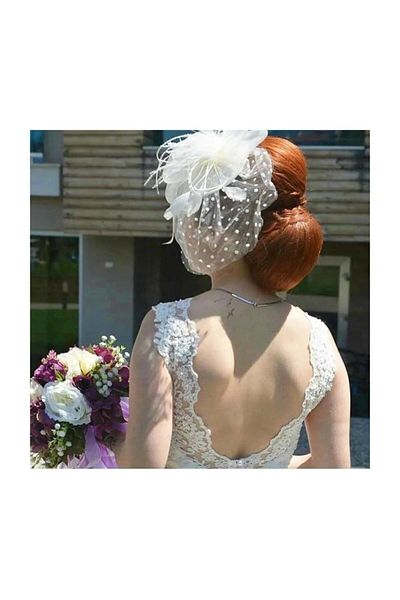 Limelia Bridal Wedding Hat - White Polka Dot