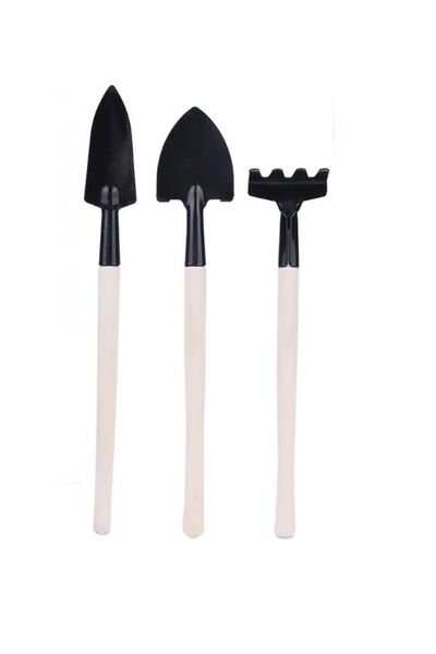 MRDIY Hobi Mini 3'lü Ahşap Bahçe Seti Kürek + Tırmık + Bel