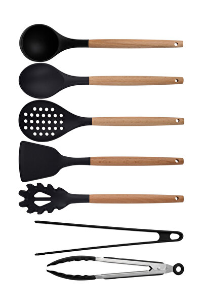 Kitchen Design Lab Siyah Bambu Siliko - Kepçe, Kaşık, Kevgir, Makarna, Açılı ...