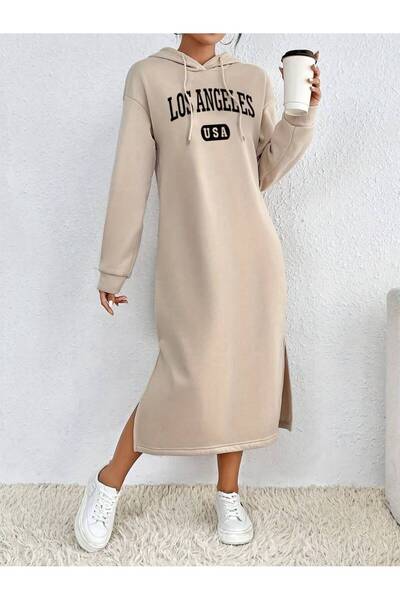 Machetta Γυναικείο φόρεμα με κουκούλα με στάμπα Los Angeles Plus Size