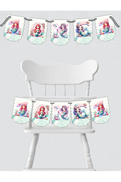 Hiras Dizayn Πανό διακοσμητικό για γενέθλια Mermaid Concept One - 1 έτους, Στ...