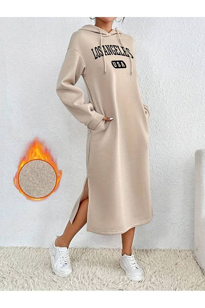 Machetta Γυναικείο φόρεμα με κουκούλα με στάμπα Los Angeles Plus Size