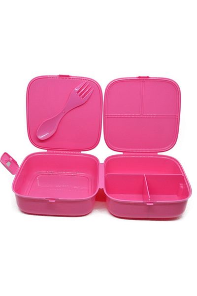 Timon Lol Pink Lunch Box 3 Compartment Set with Fork and Spoon - Original Licensed Product
