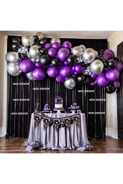 Masal Şekerleme Wednesday - Kuromi Balon Zincir Seti Wednesday Doğum Günü Süs...