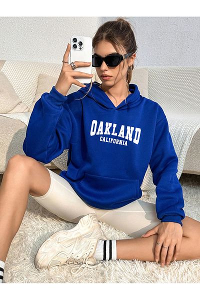 khufu Φούτερ με κουκούλα Oakland με στάμπα μπλε Unisex