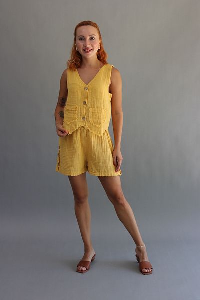 ASC SUN Buttoned Muslin Shorts