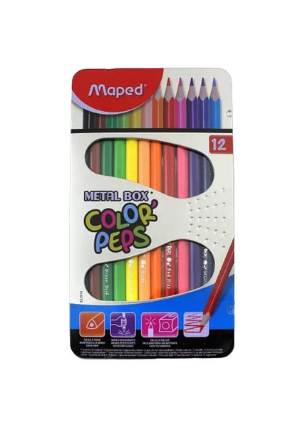 Maped 12 Colors Dry Paint Pen - Metal Box, Franca Brand, Maped