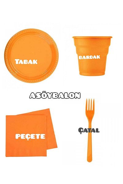 asöy 95 Pieces Full Set for 25 People - Birthday Disposable Plate Cup Fork Napkin Set
