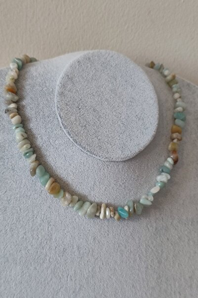 badeaccessories Sertifikalı Amazonit Kırıktaş Doğaltaş Kolye