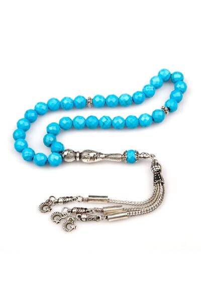 Asya Gems Mărgele de rugăciune din piatră naturală turcoaz facetată de 8 mm