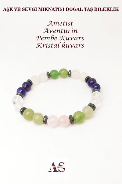 Armis 8 mm Mixed Natural Stone Love and Love Magnet Bracelet