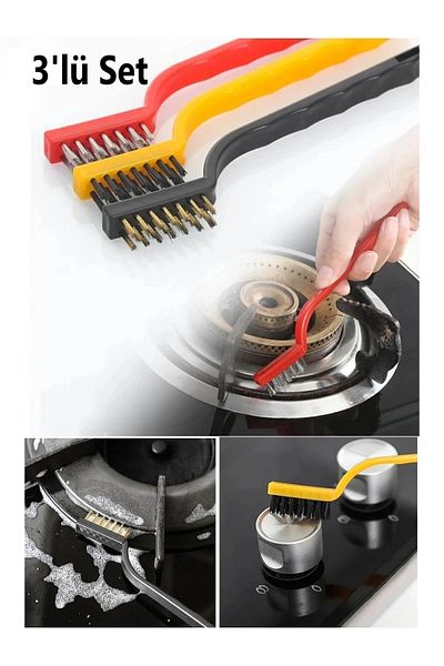 Fulia Elegance 3 Pieces Brush Set - Oil Dirt Rust Remover for Kitchen, Oven, Airfryer and Sink Cleaning