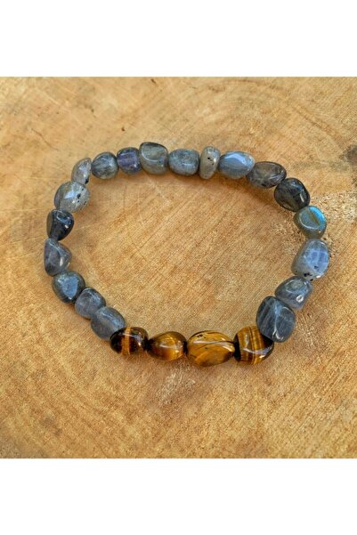 AYZE DOĞALTAŞ Broken Stone Labradorite And Tiger Eye Bracelet