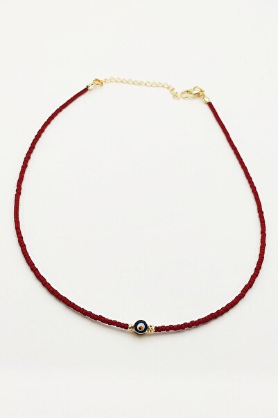 Lolita Takı قلادة من الخرز الأفغاني باللون العنابي