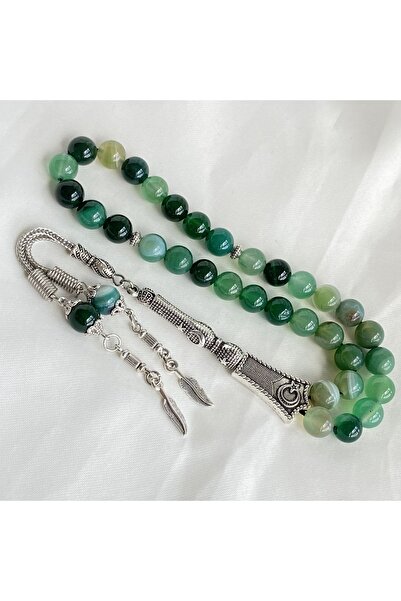 Doğaltaş Yeşil Akik taşı tesbih