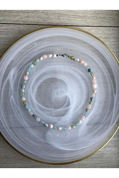 PelvedDesign Doğal Morganit Taşı Kolye