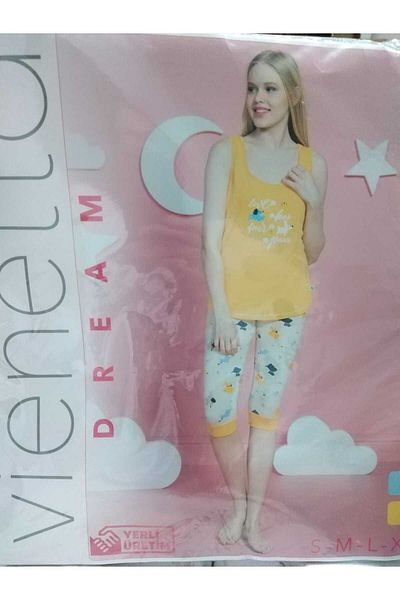 VİENETTA Set de pijamale de damă din bumbac cu model albastru