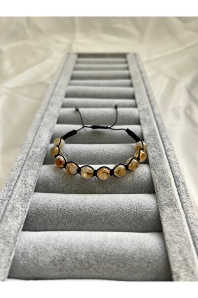 TAKIMİLLA Citrine Stone 8mm Macrame Hand Knitted Natural Stone Bracelet