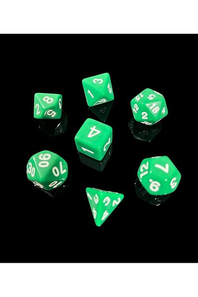 Le Majeur DND Frp Dice Set - 7-Piece Green Pouch Gift, Dungeons and Dragons Desktop Gaming Dice