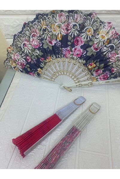 sema aksesuar Farklı Renklerde Desenli Doğal Serinletici Yelpaze - Bride Kına...