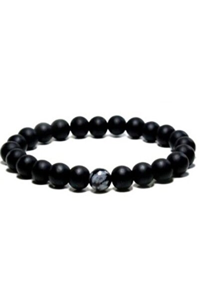 Armis Unisex Black Obsidian - Single Stone Snowflake Bracelet