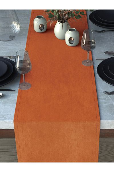 Demor Home Velvet Textured Orange Runner