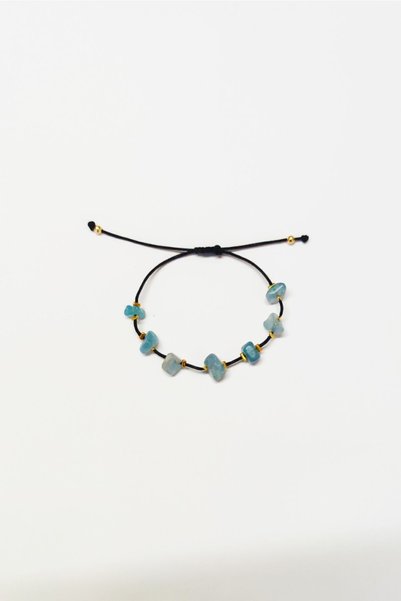 Armis 7 Stone Aquamarine Stone Macrame Braided Adjustable Bracelet