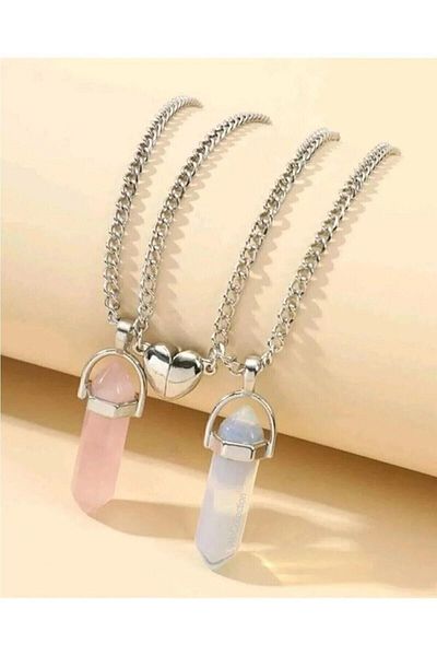 ema Double Magnet Natural Stone Onyx Double Lover Chain Necklace