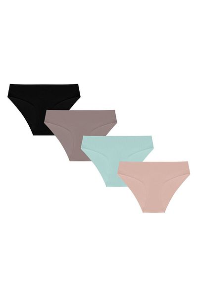 Soho Mood Pack of 4 Basic Non-Marking Laser Cut Flexible Women's Panties