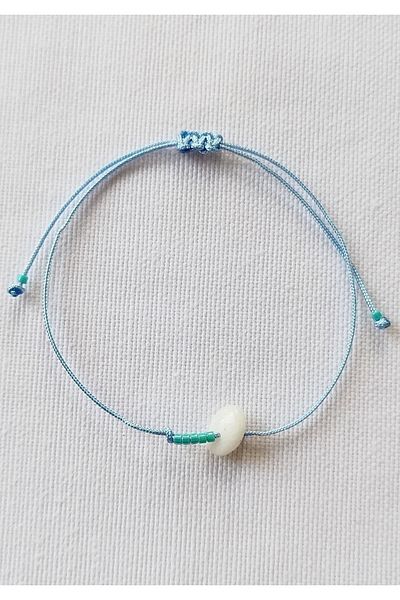 Bella Sera Studio Minimal Wishing Bracelet with Moon Stone and Blue String