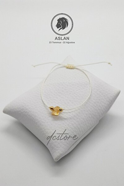 Dcstore Burç Taşı Doğal Taş Aslan Burcu Sitrin Bileklik Beyazrenk Makrome Örg...